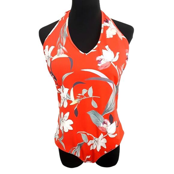 Athleta Waimea One Piece Swimsuit Halter Padded Bra Floral Womens M 291989 - Picture 3 of 13
